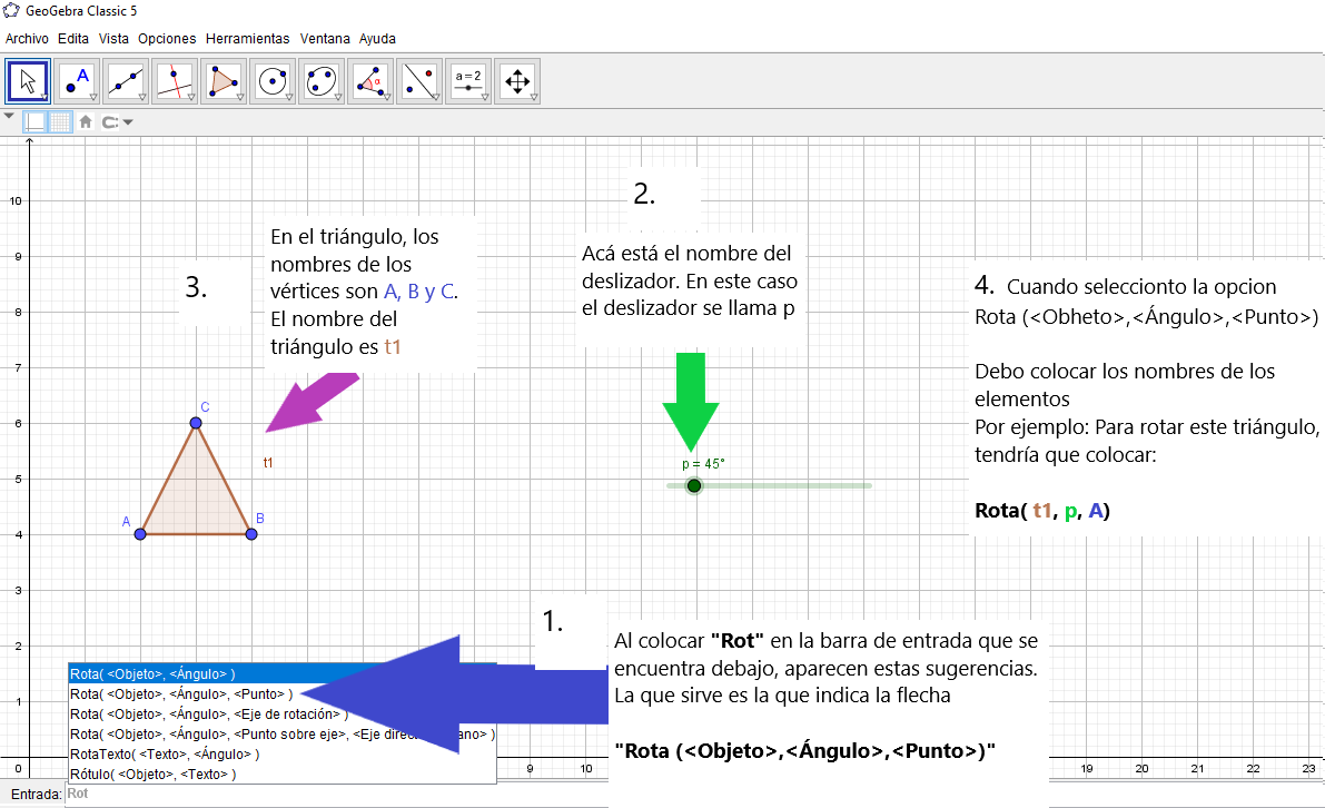 Si aún tienes dudas sobre cómo construir la rotación, sigue el siguiente ejemplo: