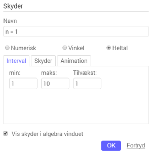 Indstillinger for skyderen