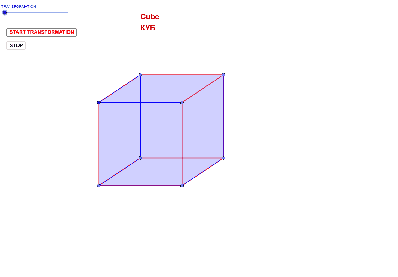 Transformation from a cube to a truncated cube and to a cubo – GeoGebra