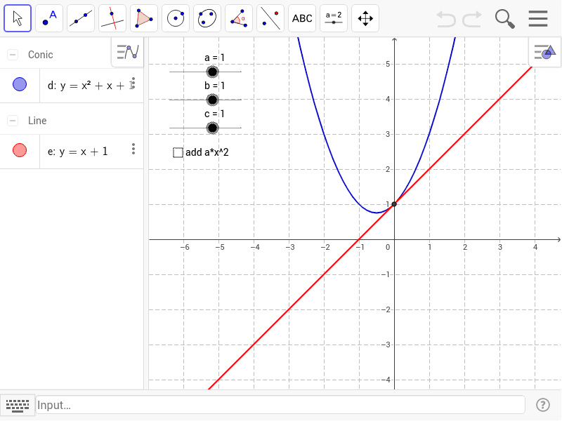 Quadratic and Linear Graphs – GeoGebra