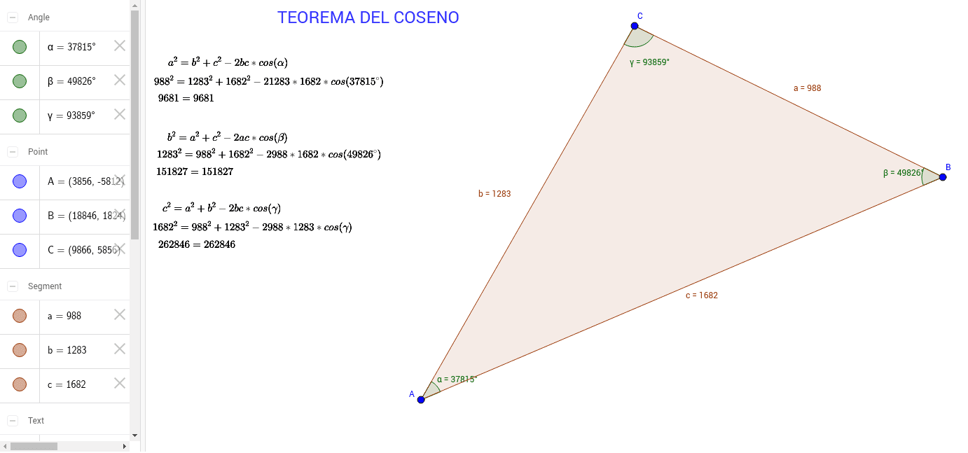 Teorema Del Coseno Geogebra 9397