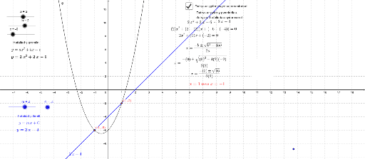 Croestoriad llinell a chromlin gwadratig – GeoGebra