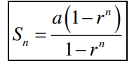 Sn = Jumlah suku ke – n dari deretan geometri
a = Suku pertama
r = Rasio