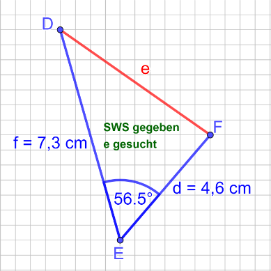 Berechne die Länge der Seite e.