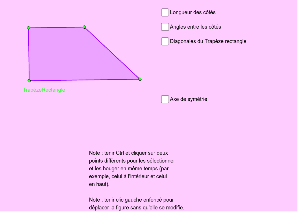 Proprietes Trapeze Rectangle Geogebra