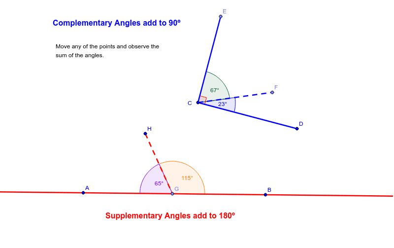 Complementary Supplementary Angles GeoGebra