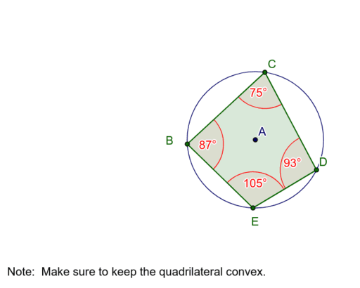 Circle With Inscribed Quadrilateral Investigation – GeoGebra