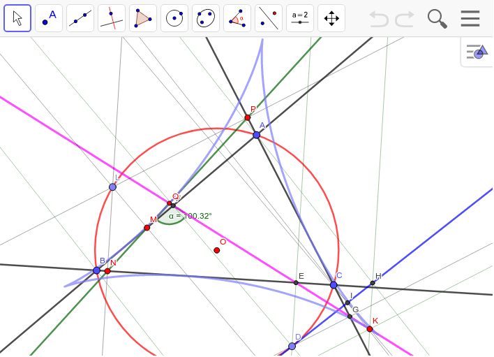 ２本のシムソン線の交点 – GeoGebra