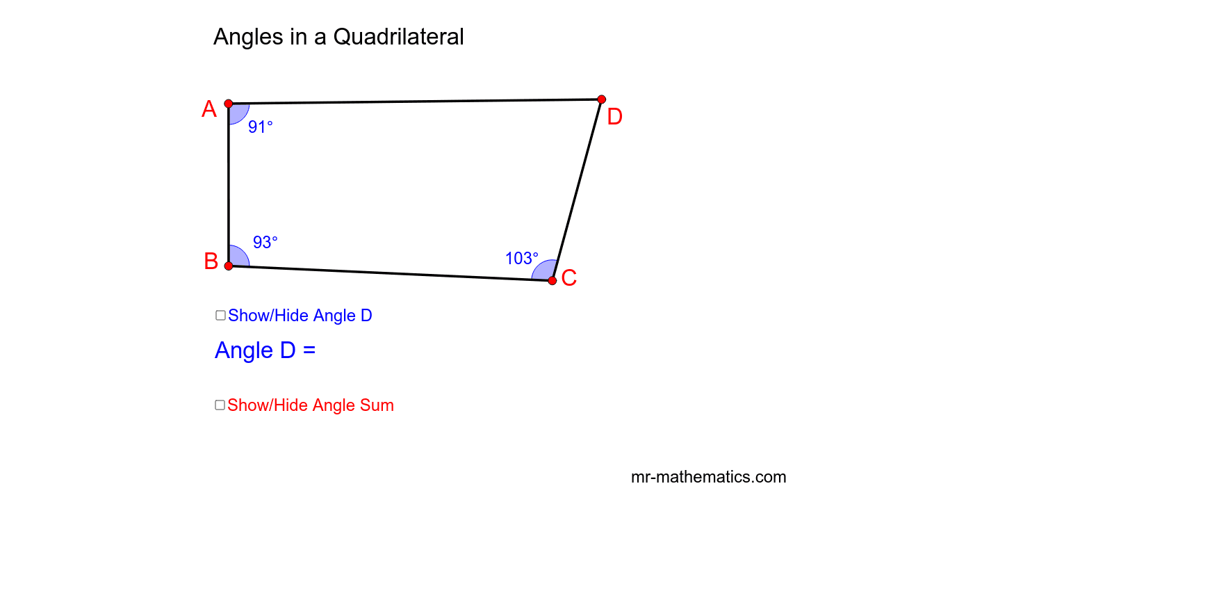 Calculating Angles In A Quadrilateral Geogebra 5784