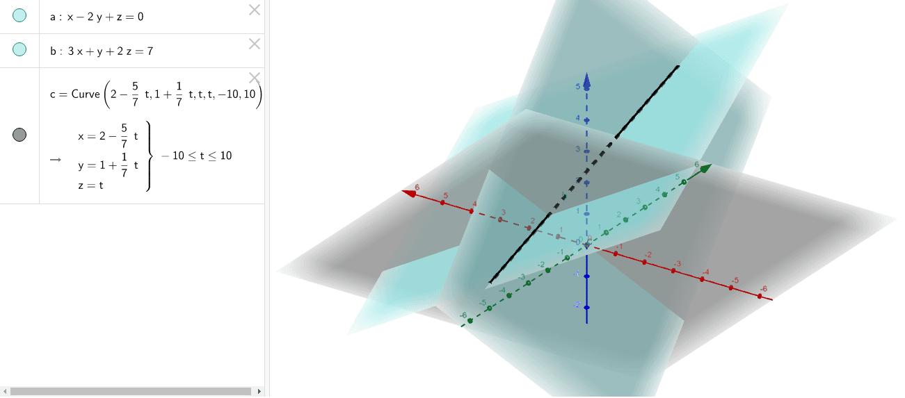 Intersección entre 2 planos – GeoGebra