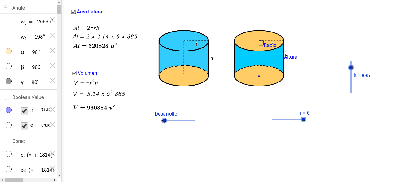 Net Surface Area Of A Cylinder Geogebra 1269