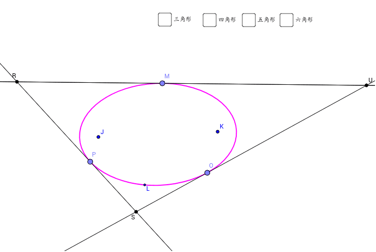 二次曲線に外接する多角形と極線 Geogebra