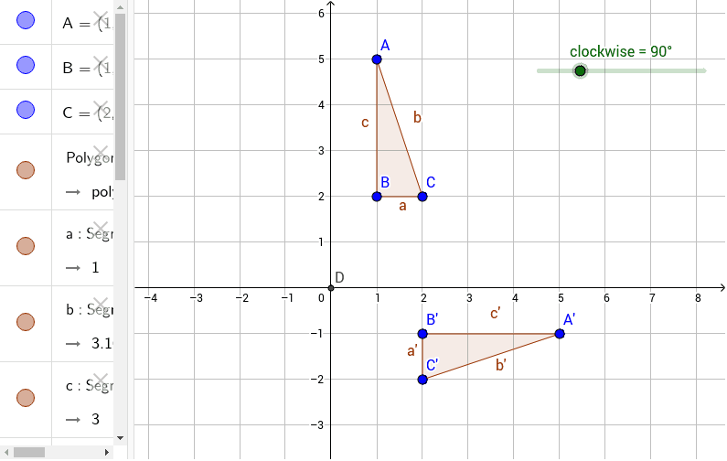 Counter Clockwise Rotation of 90 Degrees – GeoGebra