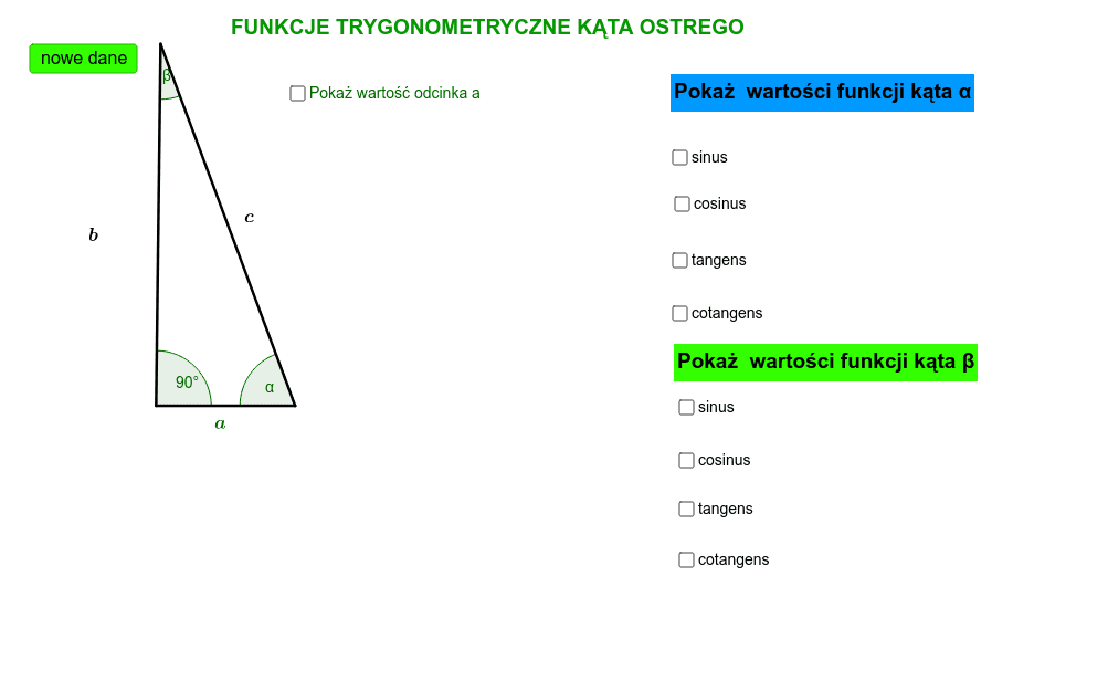 Funkcje Trygonometryczne Kąta Ostrego Geogebra 7795