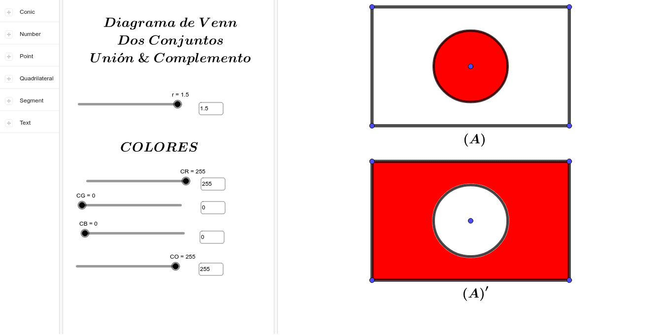 Diagrama de Venn de Un Conjunto - Elementos & Complemento – GeoGebra