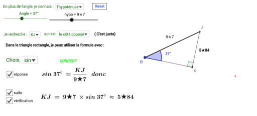 Cos, Sin Ou Tan Facilement  – Geogebra