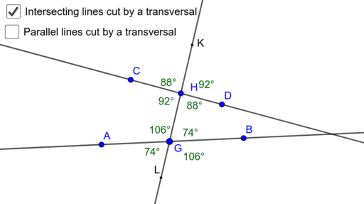 Lines Cut by a Transversal – GeoGebra