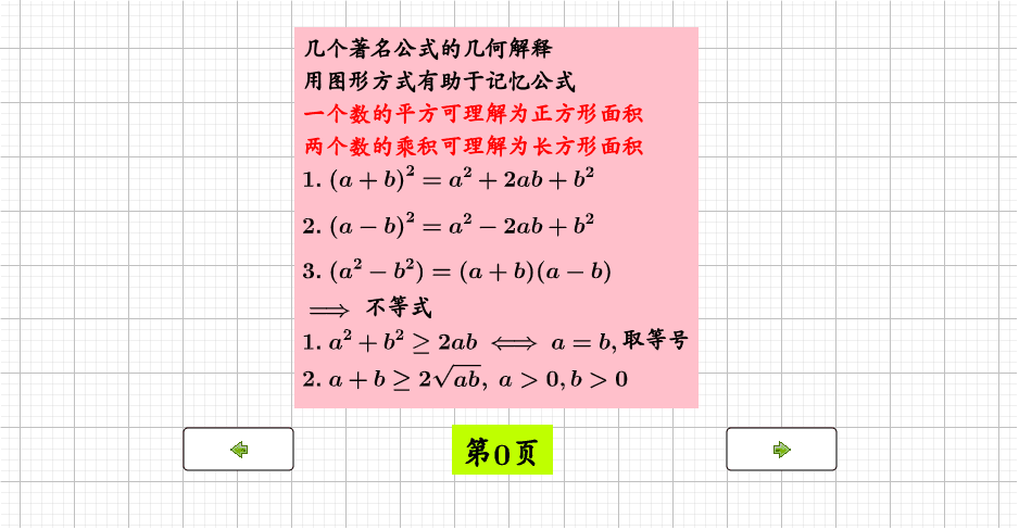 完全平方和平方差公式的几何解释 几何代数 Geogebra