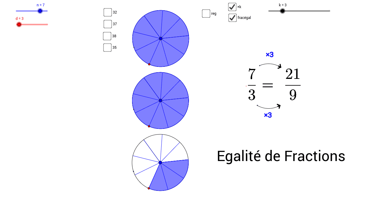 Egalité de fractions exercices – GeoGebra