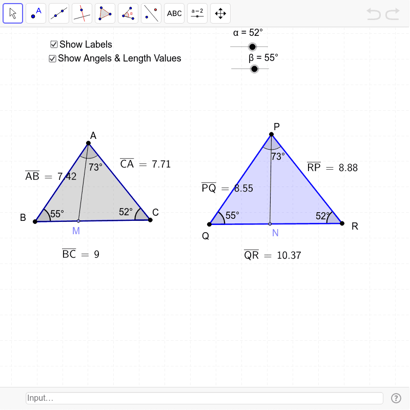 Ratio of areas of two similar triangles activity