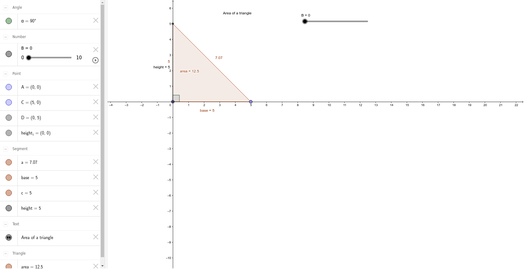 comment faire la hauteur d un triangle sur geogebra