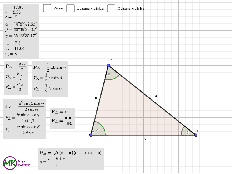 Površina Trokuta Geogebra