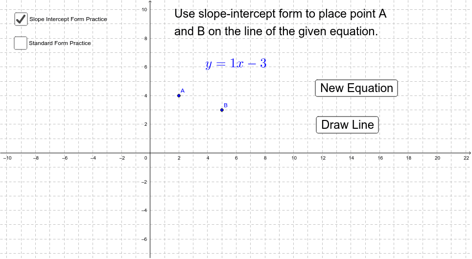 Graphing Linear Equations (practice) – GeoGebra