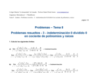 Problemas resueltos - 3 - indeterminación 0 dividido 0 en cociente de polinomios y raíces.pdf