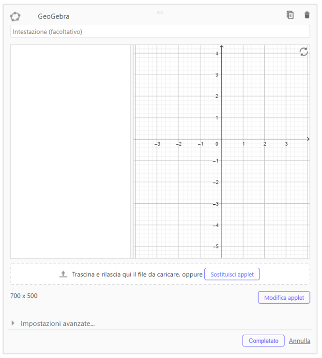 Completare l'applet di GeoGebra