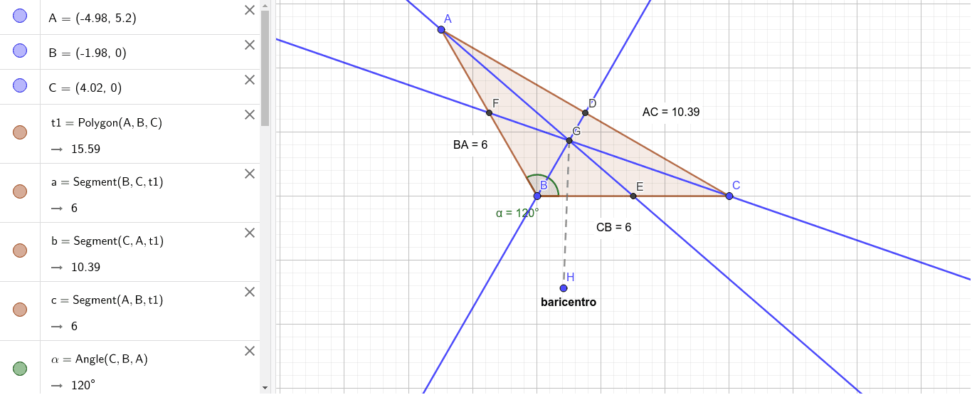 Baricentro En Triangulo Obtusangulo De 120° Y L 6cm Geogebra