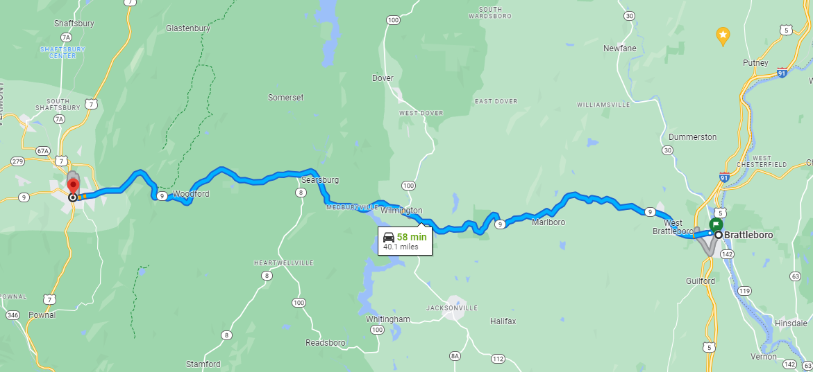 https://www.google.com/maps/dir/Brattleboro,+VT/Bennington,+VT+05201/@42.8678924,-73.0436601,11z/data=!3m1!4b1!4m13!4m12!1m5!1m1!1s0x89e11a35805a89b5:0x61dce0642e9758f2!2m2!1d-72.5578678!2d42.8509152!1m5!1m1!1s0x89e095ac2d56b059:0xc0248b7c22b94623!2m2!1d-73.1967741!2d42.8781345?authuser=0&entry=ttu