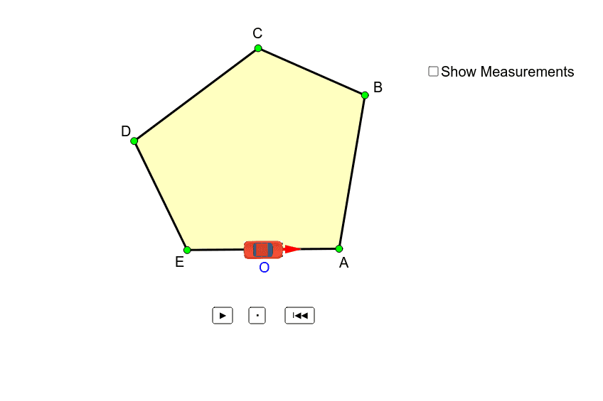 Car drive through the exterior angles of a polygon – GeoGebra