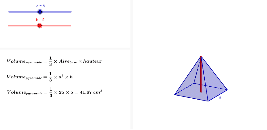 Volume Dune Pyramide à Base Carrée Geogebra
