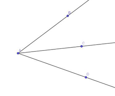 [size=150]4 - Depois que a construção estiver nesse formato, com a ferramenta "Ângulo", clique no pontos C, A e B, nessa ordem. Depois nos pontos D, A, C, nessa ordem (os ângulos alfa e beta foram criados)[/size]