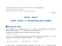 CCSS - Teoría - 3 - Teorema del resto y Ruffini.pdf