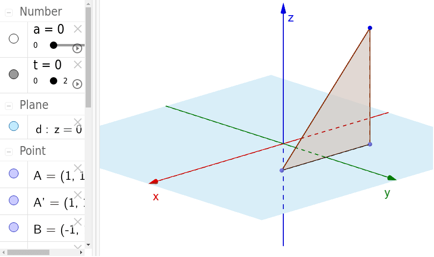 空間内の三角形の回転体の体積 Geogebra