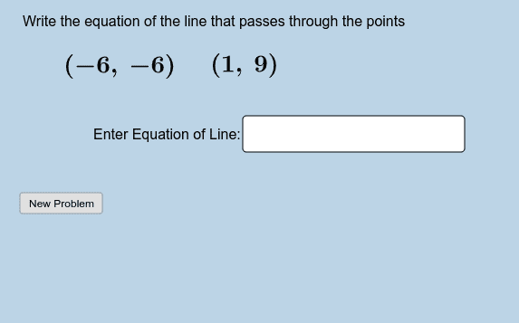 Linear equation from store two points