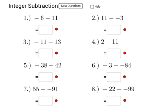 Subtracting Positive and Negative Numbers – GeoGebra
