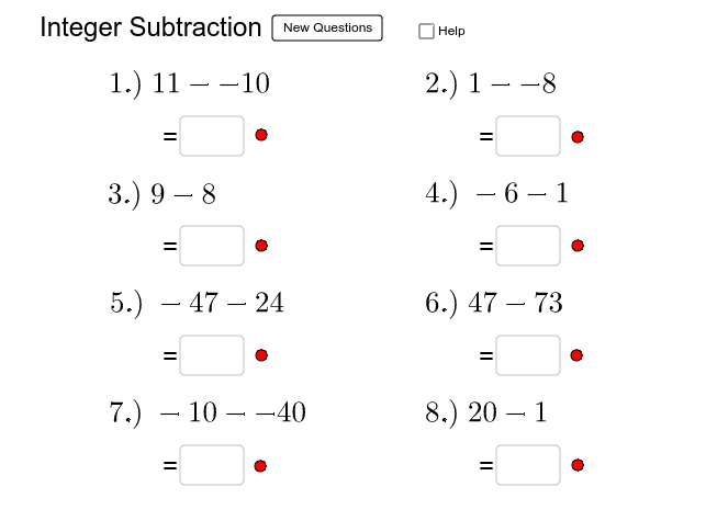 Subtracting Positive and Negative Numbers – GeoGebra