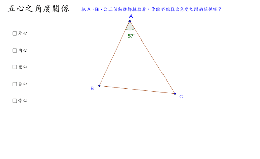 三角形五心與角度關係 Geogebra