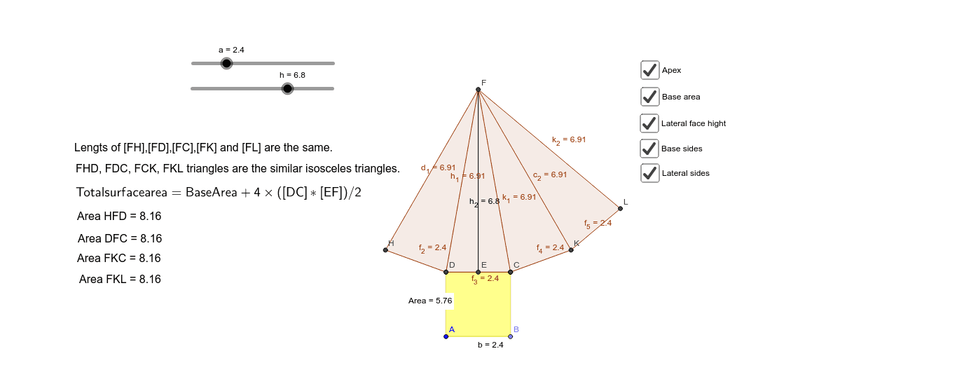 Square based pyramid – GeoGebra