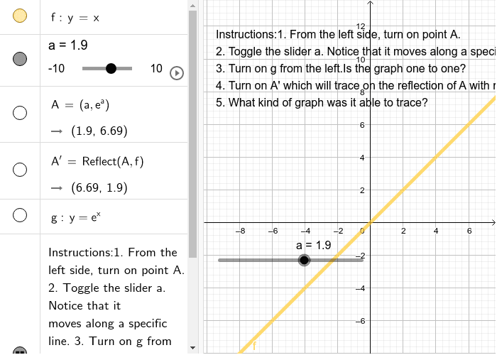 Inverse Function Conjectures Geogebra