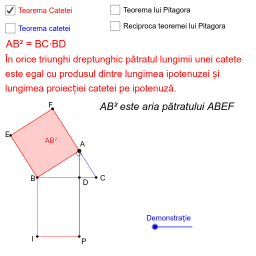 Teorema Catetei Teorema Lui Pitagora Geogebra