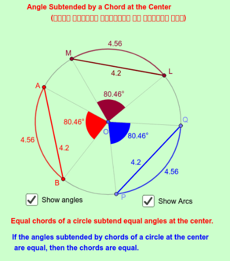 Angle Subtended by a Chord at the Center – GeoGebra