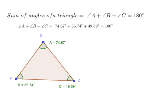 Sum of Interior Angles of a Traingle – GeoGebra