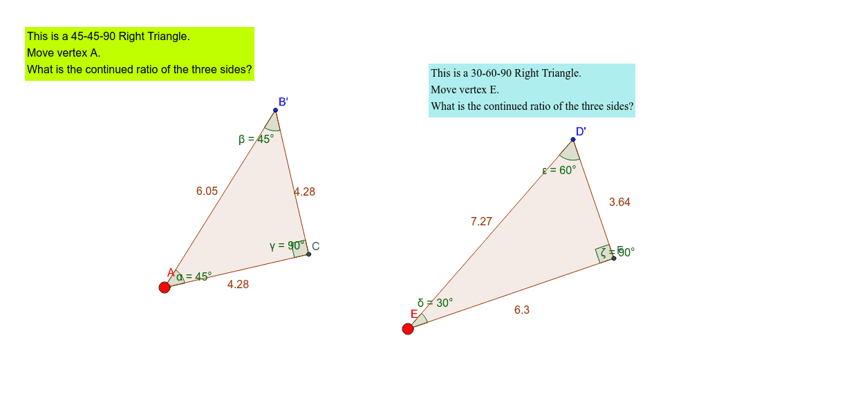 Special Right Triangles – GeoGebra