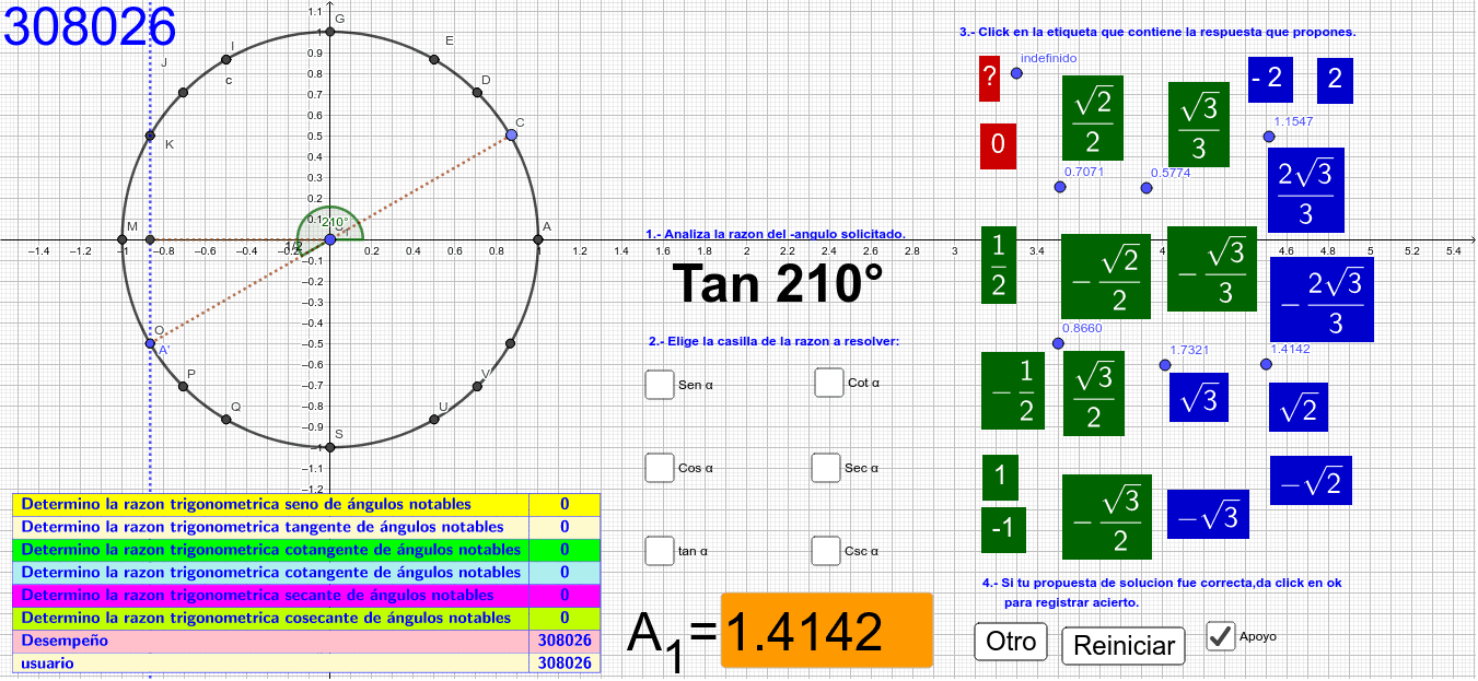 Razones Trigonométricas De ángulos Notables Geogebra 9992