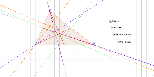 Medians,Altitudes,Perpendicular bisectors,Angle bisectors – GeoGebra