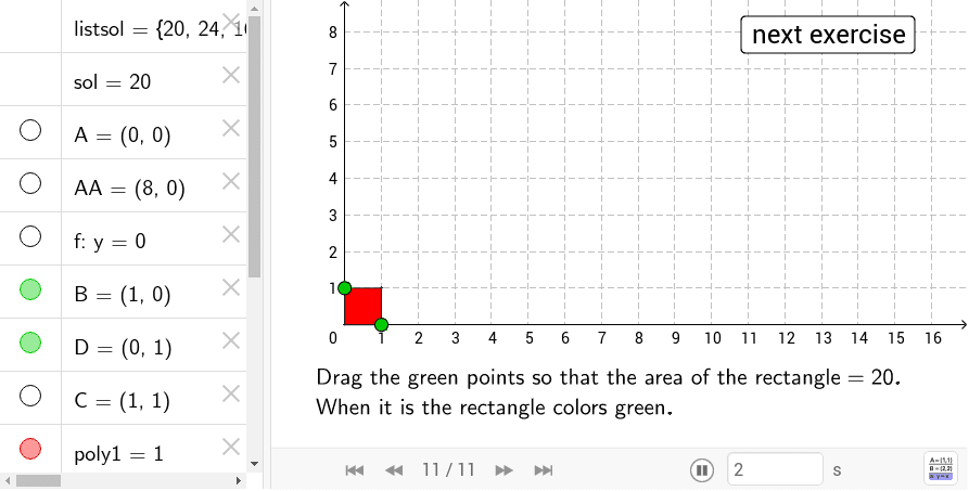 Rectangle With Given Area Geogebra