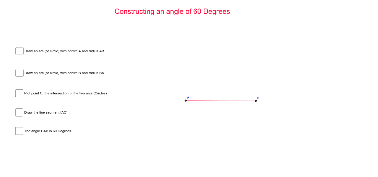 Construction of an angle of 60 degrees. – GeoGebra